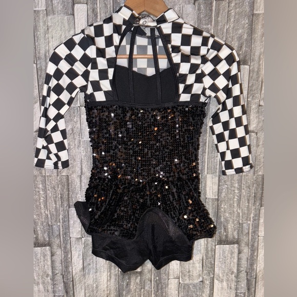 Weissman Black and White Checkered Sequin Dance Costume - Picture 2 of 3